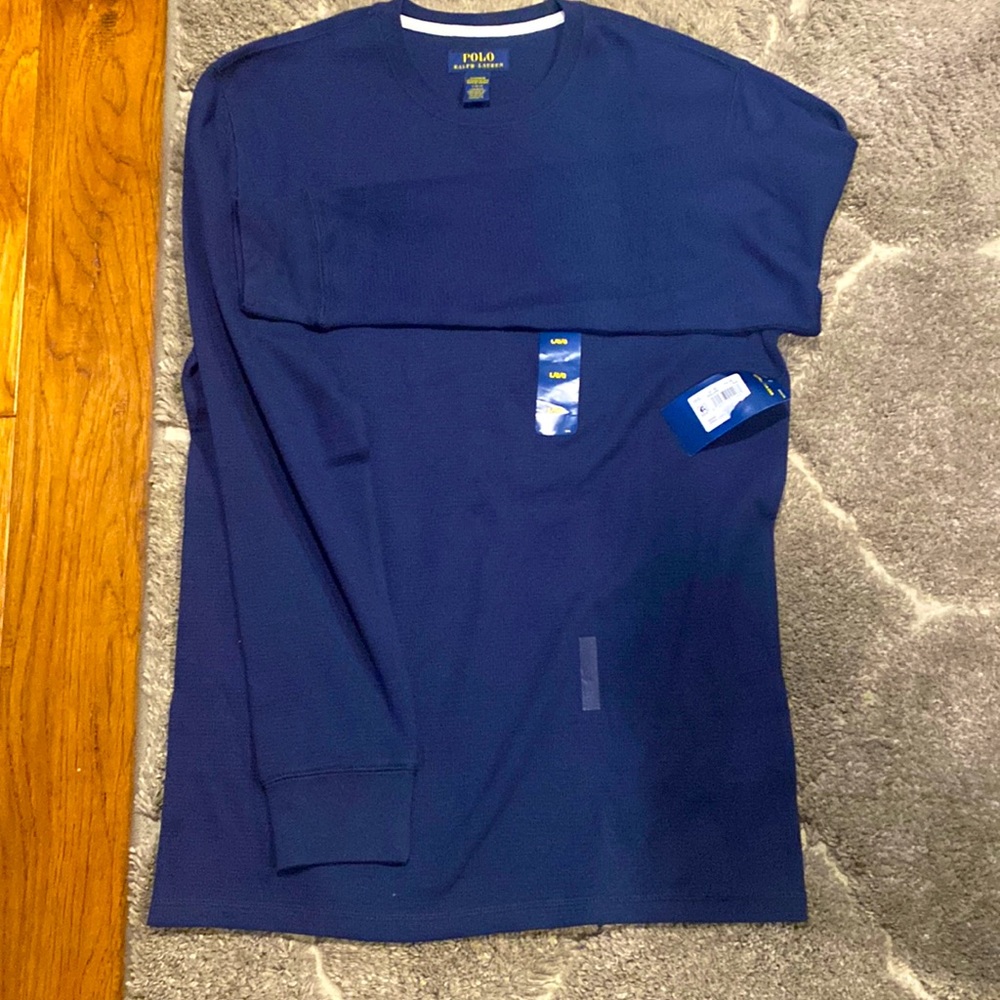 RalphLauren Waffle Navy Blue Long Sleeve